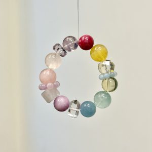 Multi-Color Natural Gemstone Bracelet | Dopamine Crystal Beaded Bracelet with Slider Charms