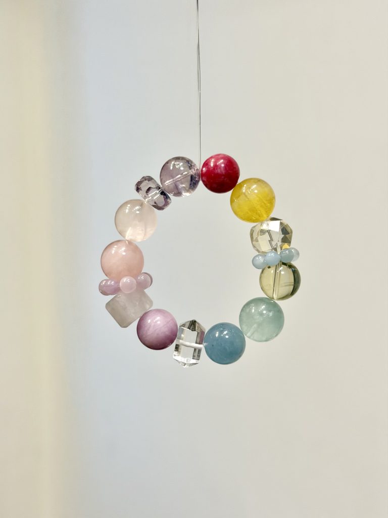 Multi-Color Natural Gemstone Bracelet | Dopamine Crystal Beaded Bracelet with Slider Charms
